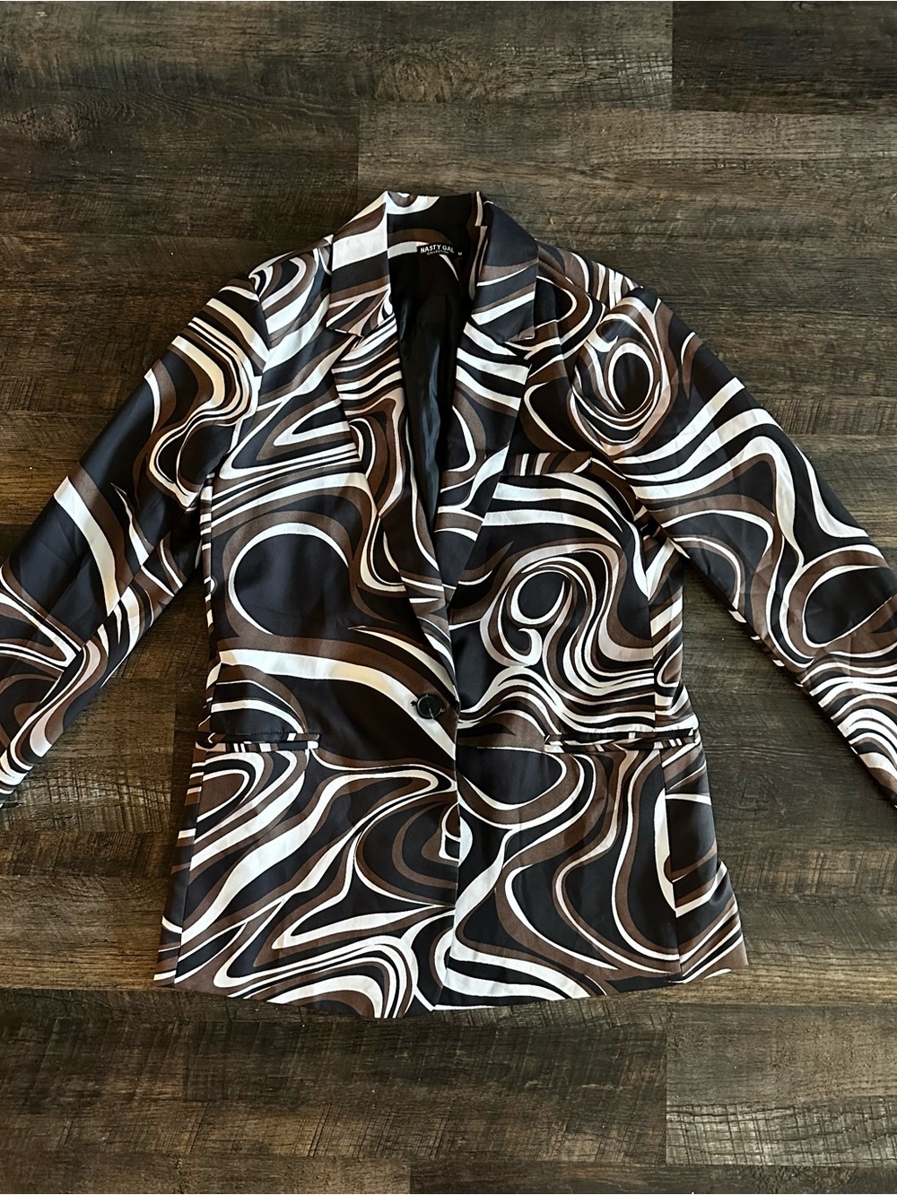 Nasty Gal Brown Black White Swirl Blazer